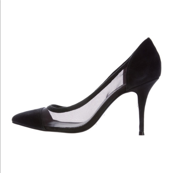 Sandro Black Annie Mesh Suede Leather Pointed Heel - Picture 9 of 9